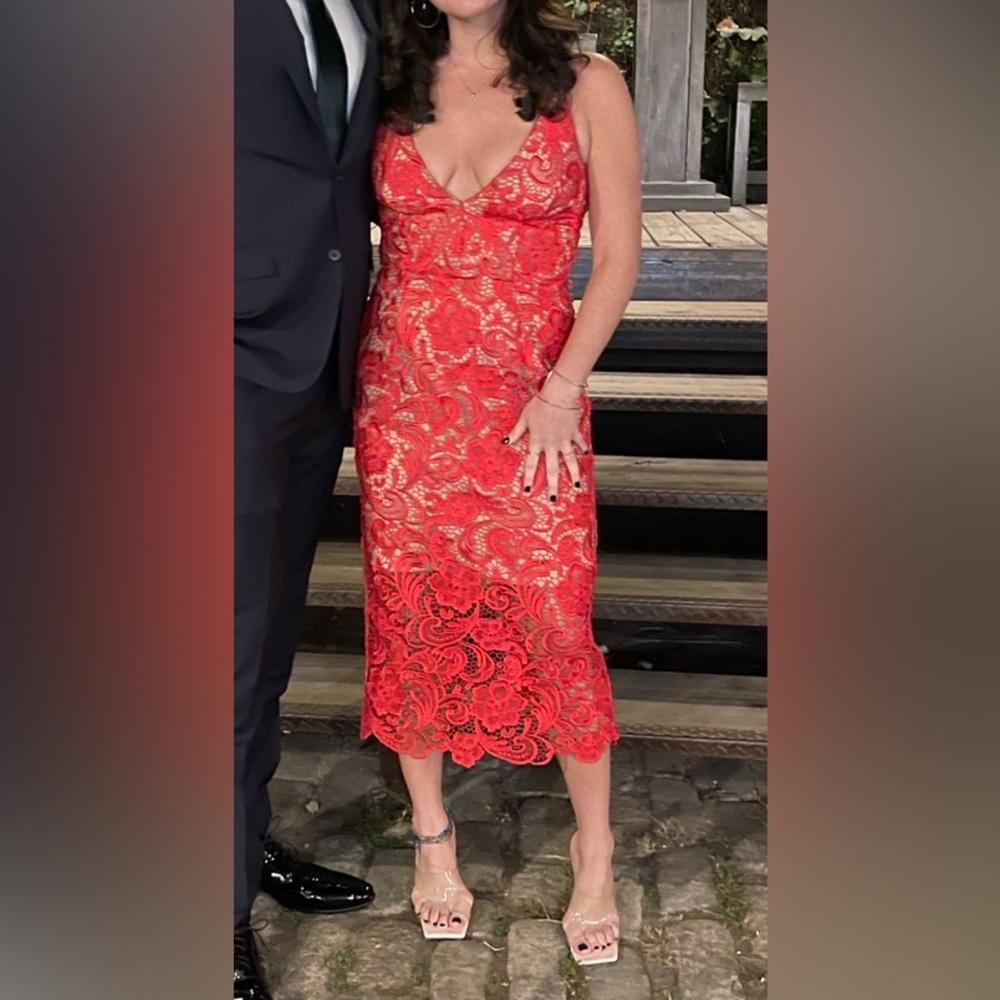 Embroidered red dress